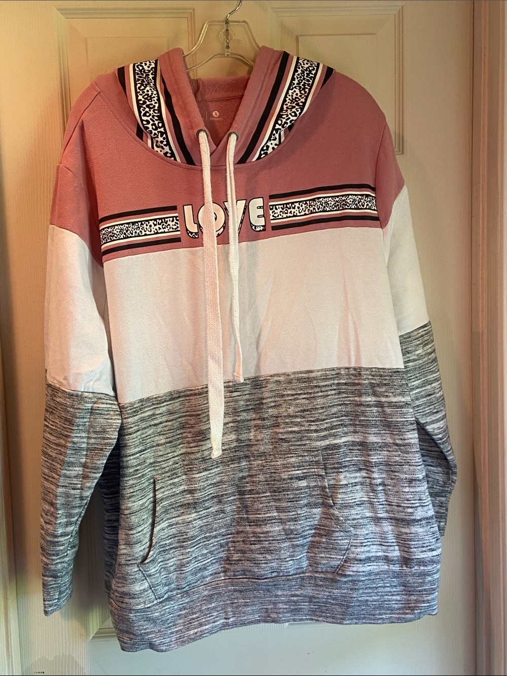 Xersion Colorblock Zip-Up Sweater Hoodie - Pink/White/Gray
